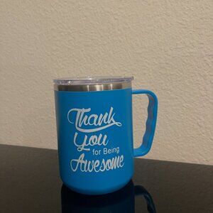 Stainless steel blue mug cup thank you for being awesome